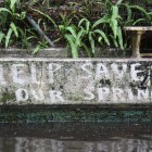 Pressure-washed message makes plea to help Glen Springs.